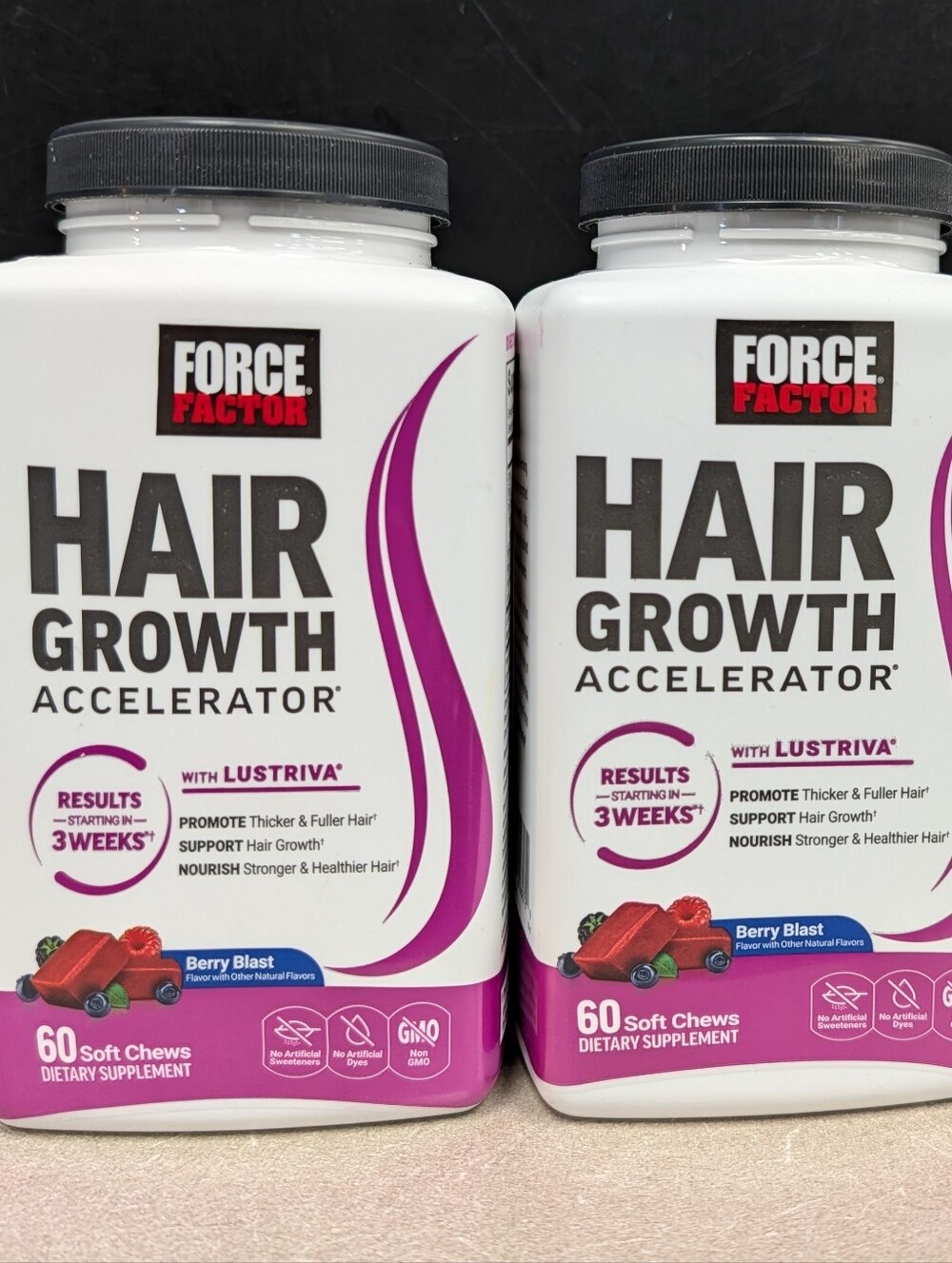 Force Factor Hair Growth Accelerator - Berry Blast - White & Purple